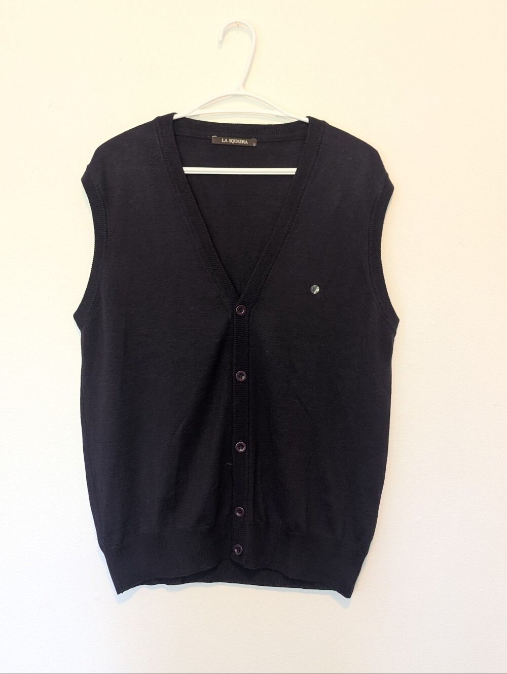 LA SQUADRA Paris Merino Wool Button Sweater Vest Purple Dark Academia Preppy L